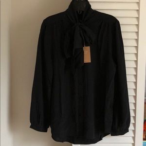 NWT J. Crew black silk blouse size S